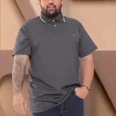 Camisa Gola Polo Plus Size Premium Algodão Malha Fio 30 Premium Masculina Camiseta Original Grande