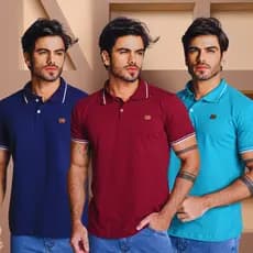 Kit 3 Camisas Polo Masculina 100% Algodão Premium Conforto, Estilo e Durabilidade Original