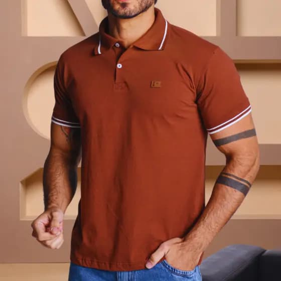Camisa Masculina Gola Polo Básica Alta Qualidade 100% Algodão Camiseta Malha fio 30 Original
