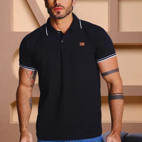 Camisa Masculina Gola Polo Premium Malha fio 30 Básica Alta Qualidade 100% Algodão Camiseta Original