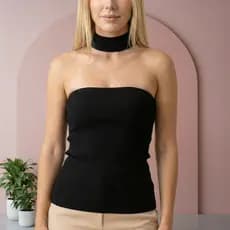 Blusa Feminina Tomara Que Caia Canelado Bojo Premium Top Tube Ajuste Perfeito Gola Choker Original