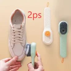 kit 2ps Escova Limpa Sapato Com Dispenser Reservatório