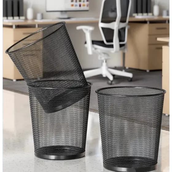 Lixeira Metal grande 15L Aramado Cesto de lixo Redonda Para Escritorio Casa Quarto