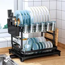 Escorredor de Louça Organizador Pia de Pratos em Aço Carbono Inoxidável Inox Suporte para Talheres