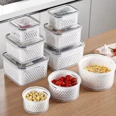 Kit 3 potes Organizadores  Hermetico Geladeira Organizador Alimentos Vegetais Cozinha Moderna
