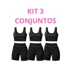 Kit 3 Conjuntos de Academia Feminino - Top e Short Legging - Conforto e Estilo para Seus Treinos Fitness