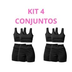 Kit 4 Conjuntos de Academia Feminino - Top e Short Legging - Conforto e Estilo para Seus Treinos Fitness