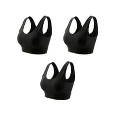 Kit 3 Tops Pretos Fitness Feminino para Academia Zero Transparência – Sustentação, Conforto e Estilo