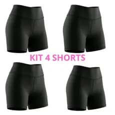 Kit 4 Shorts Preto Básico Para Academia e Treinos em Gerais