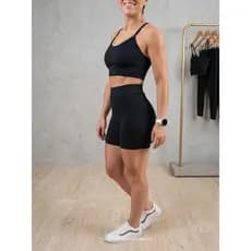 Conjunto Fitness Feminino Fitlux Preto - Top com Alça Fina + Short - Conforto e Sustentação Treinos