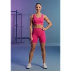 Conjunto Feminino Academia Short Fitness E Top Canelado 3D Premium Ginástica Treino Corrida Yoga