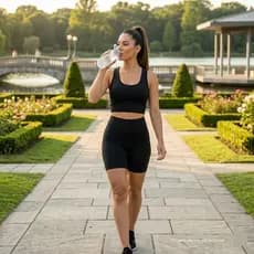 Conjunto Fitness Preto Para Caminhada E Corrida - Top e Shorts de Cintura Alta Malha Premium - Fitne