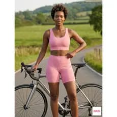 Conjunto de Academia Feminino- Rosa Claro - Top e Short Legging - Para Ciclismo, Corrida, Caminhada.