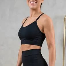 Top Alcinha Fitness Feminino Preto – Zero Transparência e Alta Sustentação para Academia