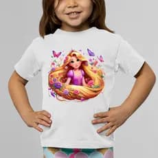 Camiseta Camisa Infantil Juvenil Rapunzel Enrolados Princesa Cabelão Menina Algodão Premium