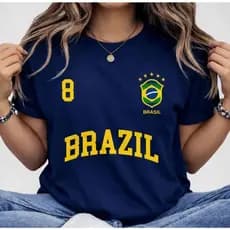 Camiseta Camisa Feminina e Masculina Estampa BRASIL Copa do Mundo  Futebol 2026 Algodão Premium