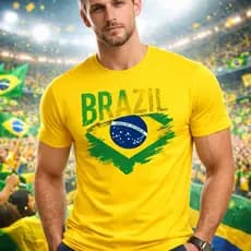 Camiseta Camisa Masculina Brasil Bandeira Copa Torcida Brazil Algodão Premium