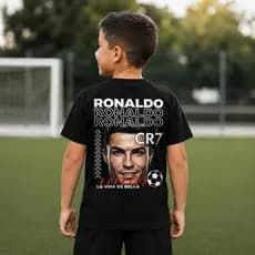 Camiseta Infantil Juvenil  Jogador CR7 Cristiano Ronaldo Futebol Algodão Premium