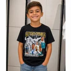 Camiseta Camisa Infantil Juvenil Cristiano Ronaldo Cr7 Camisa 100%algodão Premium Top