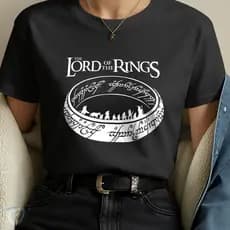 Camiseta O Senhor dos Anéis Clássica Anel e Sociedade do Anel Unissex Algodão Premium