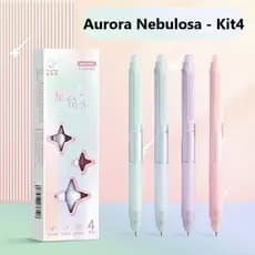Kit 4 Canetas Gel Retrátil 0.5mm Escrita Suave Escolar Escritório Premium WJ-6