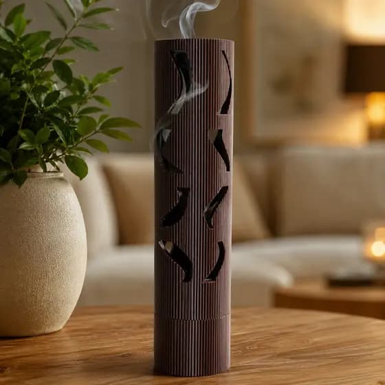 Incensário Difusor de Aromas Decorativo Porta Incenso Aromatizador Zen Moderno Preto 25cm Presente Luxo