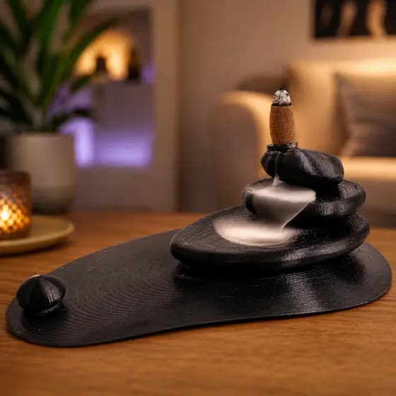 Incensário de Refluxo Cascata Porta Incenso Zen Fonte de Fumaça Decoração Sala Aromaterapia Meditação Yoga 23cm