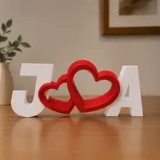 Letreiro Personalizado com Iniciais e Coração 3D | Decoração Romântica Casal Presente Namorados Romântico 17cm