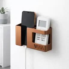 Suporte Celular Parede Duplo Dois em Um Multifuncional Sem Furar Kit Para Controle Bronze Cobre Metalizado