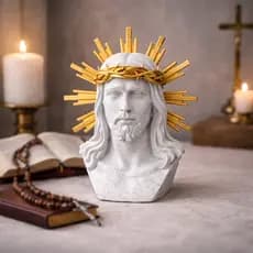 Estatueta Busto de Jesus Cristo Decoração para Mesa ou Parede Escultura Decorativa Altar Escritório Prateleira Aparador