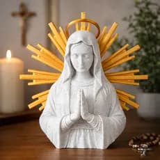 Imagem Busto Nossa Senhora Em Oração Decorativo Parede Mesa Imagem Católica Moderna Religiosa Raios Dourados