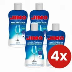 Kit C/4 Secante Abrilhantador Jimo 100ml para Máquina de Lavar Louça Secagem Rápida e Brilhando