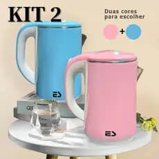 Chaleira Jarra Elétrica Inox 1,7L 1000W 127V Rápida Ferve Água Automática Azul Ou Rosa