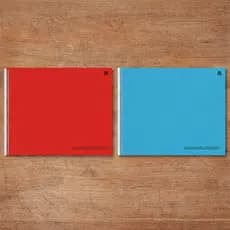 Caderno Escolar Cartografia Desenho 60 Folhas KBom Animativa Capa Lisa Vermelha e Azul Projetos Artísticos Papel 63g
