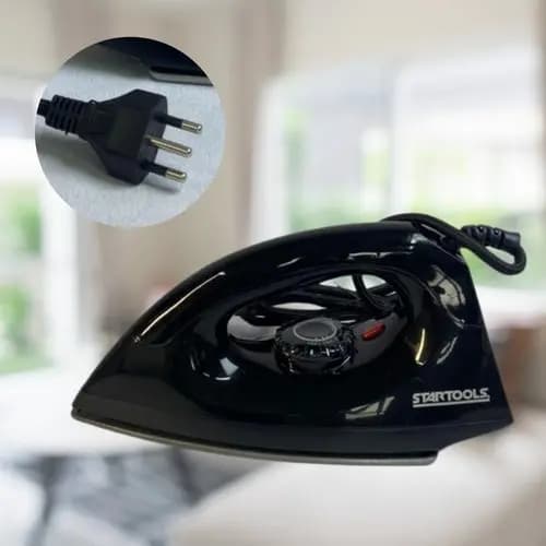 Ferro Passar Roupas A Seco 127v Ajuste Temperatura 1000W Base Cerâmica Preto Startolls