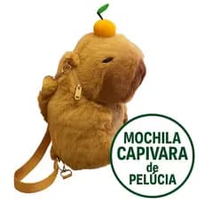Mochila Capivara de Pelúcia Infantil – Mochila Fofa 3D com Frutinha | Mochila Plush Macia