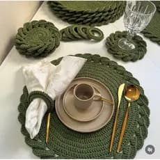 Conjunto com 4, 6, 8 Trançado kit de jantar para por mesa pronta, souplast, porta copos e porta guardanapos