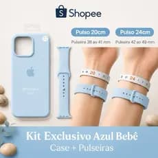 Case Silicone Aveludada Azul Piscina + Pulseira de Silicone Premium