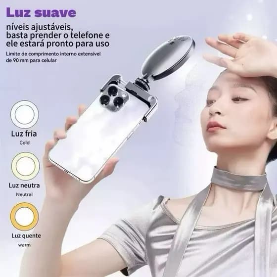Ring Light Portátil Universal USB-C para Celular – Selfie & Vídeo