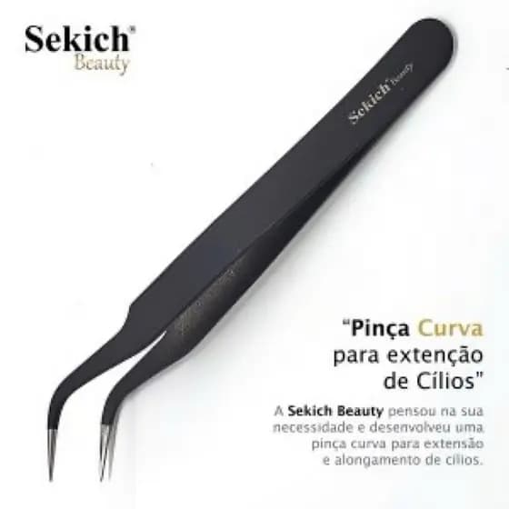 Pinça Sekich Beauty para Extensão de Cílios – Reta ou Curva, Aço Inox