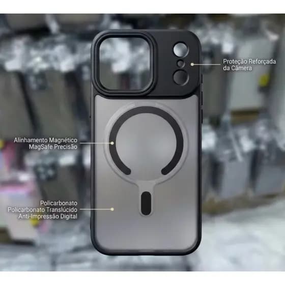 Case Fosca Espacial Magnética Compatível com Carregador MagSafe Acrilica maleável nas laterais Acabamento Matte Premium