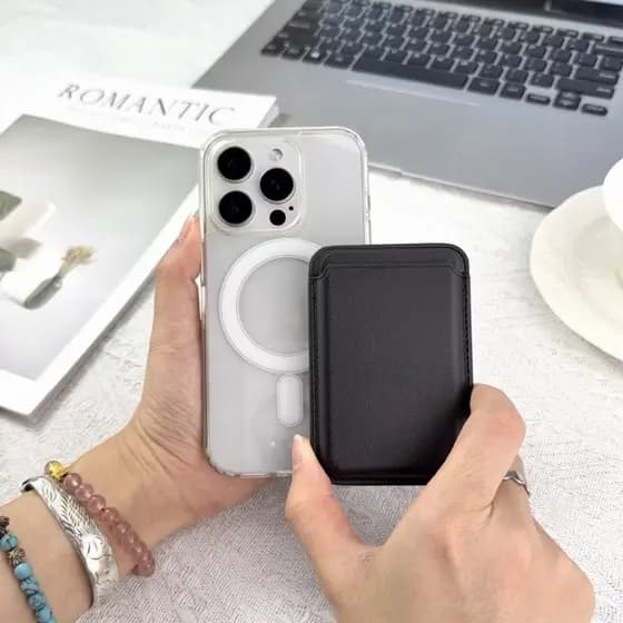 Suporte Porta Cartão Couro Ecológico MagSafe para celular magnético Diversas Cores Bilhete único, cartão ENVIO IMEDIATO