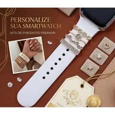 Conjunto de Acessórios para Smartwatch Pulseira de Silicone - Charms Luxo com Brilho