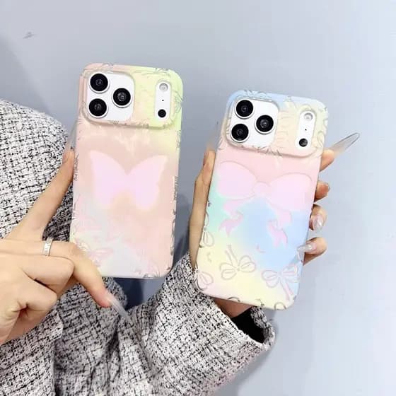 Capa iPhone Premium Relevo na câmara Borboleta ou Laço Soft Touch – Case Luxo Feminina iPhone 11 12 13/14 15pro Max 17