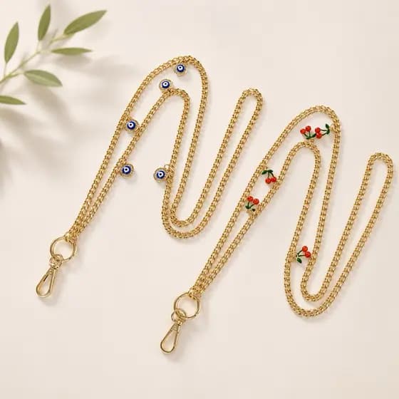 Cordão Dourado Para Celular Estilo Fashion Premium [Cereja | Olho Grego]