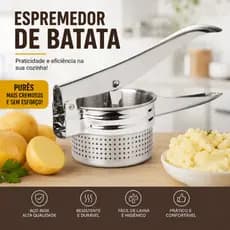 Espremedor Amassador De Batatas Em Aço Inox Legumes Profissional Reforçado