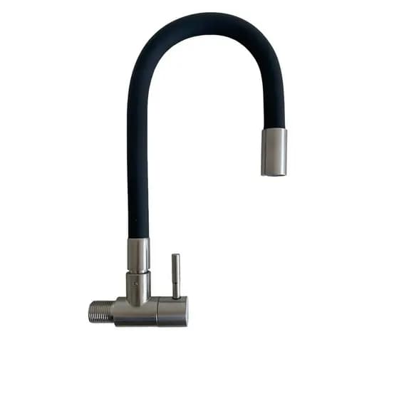 Torneira Cozinha Gourmet Preta Flexível Parede