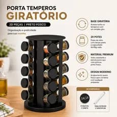PORTA TEMPERO CONDIMENTOS  20 GIRATORIO PRETO REDONDO - SHARK BLUE