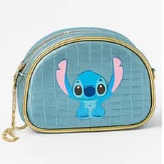 Bolsa Infantil Azul Personagem Stitch com Alça Dourada