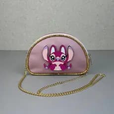 Bolsa Stitch Infantil rosa com Alça Dourada Personagem